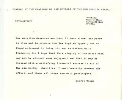 Foreword by George Timms, 1987 programmes